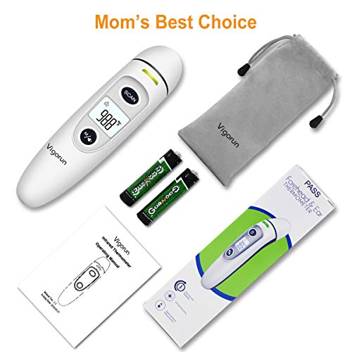 Vigorun Termometro Bambini Digitale Fronte e Auricolare Termometro Infrarossi Medicale Professionale Display a Tre Colori con Febbre Avviso per Neonati Bambini Adulti - 8