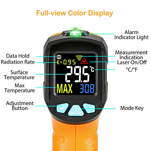 Termometro a infrarossi AD50 Termometro Digitale Laser Pistola Termometro Professionale -50°C a 600°C con sonda per cucina dolci forno ambiente interno industria e scienza LCD display - 2