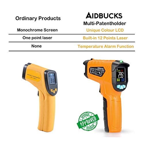 Termometro a infrarossi AD50 Termometro Digitale Laser Pistola Termometro Professionale -50°C a 600°C con sonda per cucina dolci forno ambiente interno industria e scienza LCD display - 3