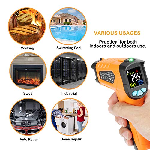 Termometro a infrarossi AD50 Termometro Digitale Laser Pistola Termometro Professionale -50°C a 600°C con sonda per cucina dolci forno ambiente interno industria e scienza LCD display - 4