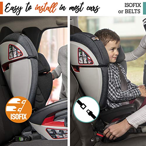 ⭐Seggiolino Auto Gruppo 1/2/3, Isofix, con Protezione d’Impatto, Norma ECE R44/04 (Sicurezza per Bambini 9-36kg) – Seggiolino Auto 9-36 kg Isofix, Rialzo Macchina Bimbo – Seggiolini Auto Reclinabile - 5