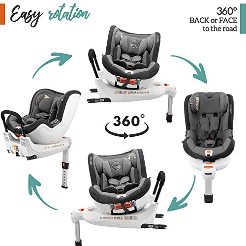 ⭐Seggiolino Auto Girevole 0-18kg, 360°, Isofix, Gruppo 0+/1, Norma ECE R44/4 (Massima Sicurezza per Bambino) – Seggiolini Auto 0+ 1, Inclinabile, Rotante con Rialzo – Seggiolino Auto Neonato e Bimbo - 3