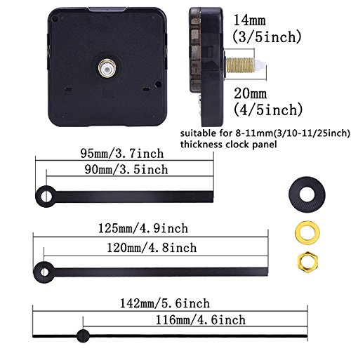 ULTNICE Set Movimento al quarzo Meccanismo Dell’orologio con 3 lancette (nero) - 4