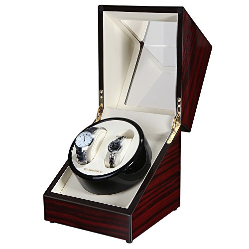SONGMICS Doppio Caricaorologi Automatico per Orologi Doppi Meccanismo Silenzioso Finitura Liscia e Brillante JWW01RD - 3