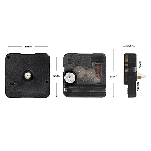 Meccanismo Orologio Economico con gancio, Silenzioso Con Rotazione Continua, 2 Set Lancette, Canotto H 16 mm/filettatura 10 mm. Azienda specializzata - 2