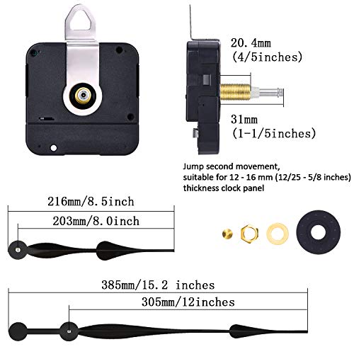 Hicarer Meccanismi dell’Orologio Movimenti di Orologi con 12 Pollici Lungo Mani dell’Orologio Spade - 2