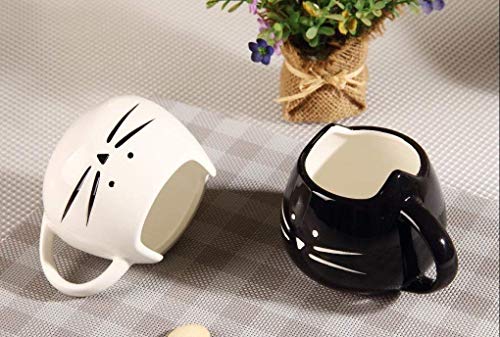 Tougo 2 Pz Tazza da caffè di Ceramica, caffè e Latte Tazza Regalo Perfetta per Natale e Compleanno, Bianchi e Neri, 350ml - 3