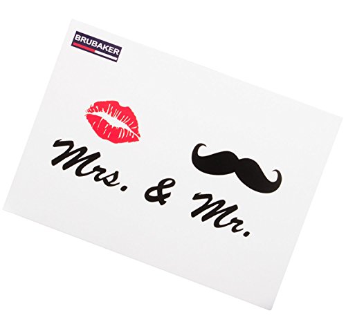 Brubaker Tazze in Porcellana con Scritta ‘Mr. & Mrs.’ con Biglietto d’auguri – Set da Due in Confezione Regalo - 3