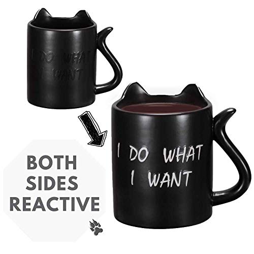 Tazza Gatto, Tazza Divertente con la Citazione “Faccio quello che voglio”, Tazza per Caffè Sensibile al Calore, Tazza Cambia Colore con Dito Medio, Tazza latte magica,Tazza termosensibile,Onebttl-NEKO - 2