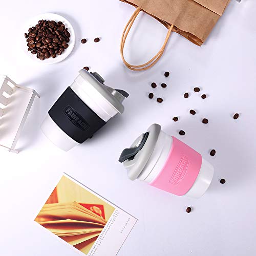 Faireach Tazza da caffè da Viaggio 340ml/12oz, Coffee To Go Cup Riutilizzabile con Coperchio da Asporto, Eco Tazze Mug Senza BPA, per Lavastoviglie e Microonde, Rosa - 3