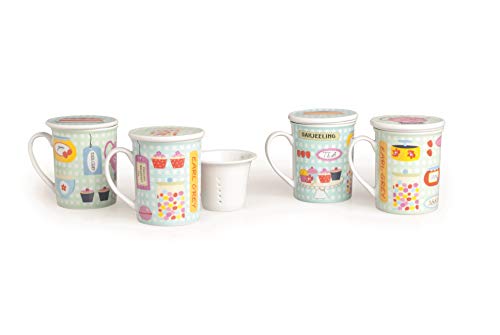Excelsa Sweet Tisaniera con Filtro E Coperchio, Porcellana, Multicolore, capacità: 200 ml - 6