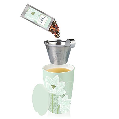 Tea Forté KATI Tazza da tè in ceramica con infusore e tappo, teiera per tè in foglie – Loto - 4
