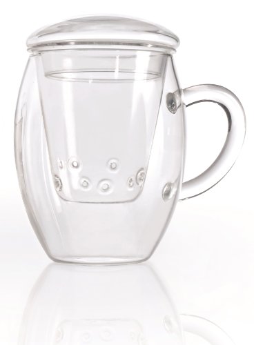 Bicchiere di tè di Creano all in one, grande tazza di tè con filtro e coperchio di vetro, 400ml - 7