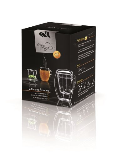 Bicchiere di tè di Creano all in one, grande tazza di tè con filtro e coperchio di vetro, 400ml - 8