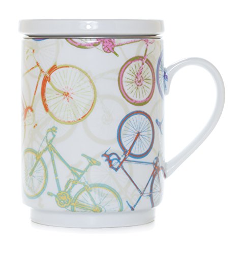 La Cija Bicis – Tazza in porcellana con filtro in acciaio Inox, colore: Bianco - 2