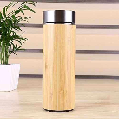 Bottiglia Tè Teiera Teiere Infusore Filtro Tazza Viaggio Termica Tè Caffè Thermos Bottiglia Acqua Infusione Pentola Macchina Tè Infusi Detox Senza Bpa Borraccia Acciaio Inox Inossidabile Bambú (0,36L) - 3