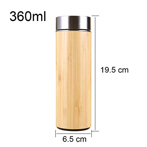 Bottiglia Tè Teiera Teiere Infusore Filtro Tazza Viaggio Termica Tè Caffè Thermos Bottiglia Acqua Infusione Pentola Macchina Tè Infusi Detox Senza Bpa Borraccia Acciaio Inox Inossidabile Bambú (0,36L) - 6