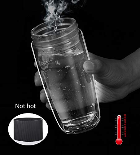 Hivexagon Bicchiere da tè da 360ml con Doppio Rivestimento, Bottiglia per infusione caffè con Filtro in Acciaio Inossidabile Perfetto per Bevande Fredde e Calde HG303 - 4