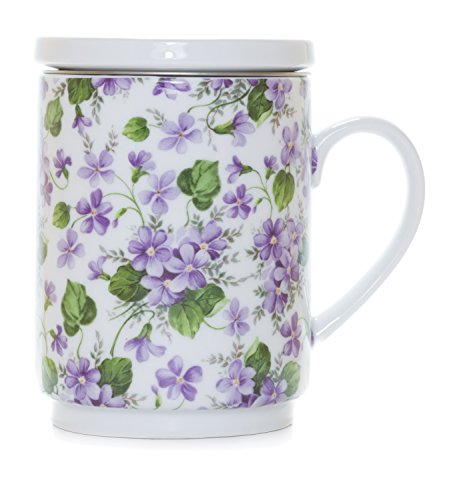 La Cija Violetas – Tazza per tisane in porcellana, con filtro in acciaio inox, bianco - 2