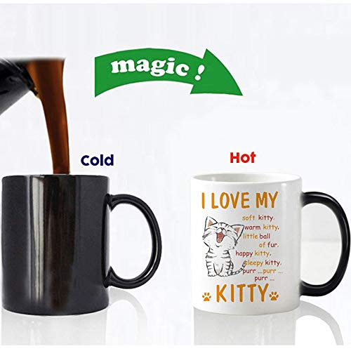 FamousBlue Gatto dei Cartoni Animati Che cambiano Colore Tazze da Caffe ‘Caldo sensibile la magia Una Tazza di tè Tazza Regalo io Amo Il Mio Gattino - 2