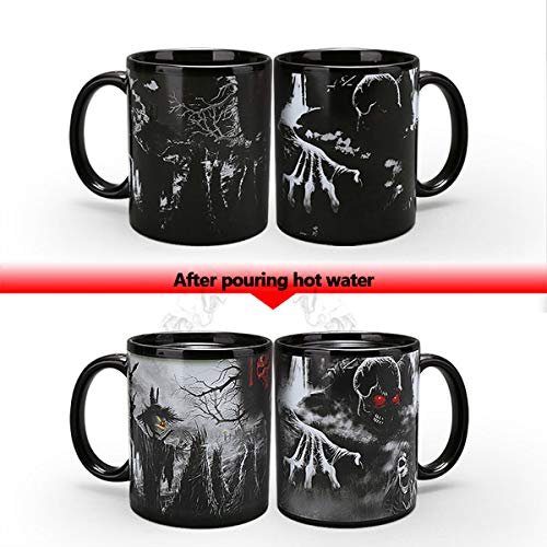 ASEOK Creative Midnight Nightmare Tazza da caffè con Cambio Termico a Colori, Immagine Animata in Ceramica Tazza Magica in Ceramica Nera per caffè, Regalo di Natale per Bambini (Style-A) - 2