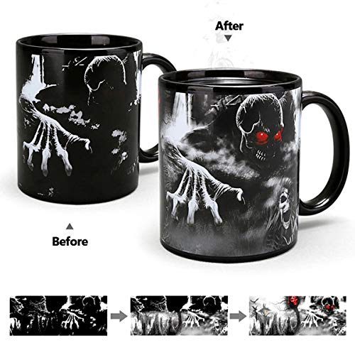 ASEOK Creative Midnight Nightmare Tazza da caffè con Cambio Termico a Colori, Immagine Animata in Ceramica Tazza Magica in Ceramica Nera per caffè, Regalo di Natale per Bambini (Style-A) - 3