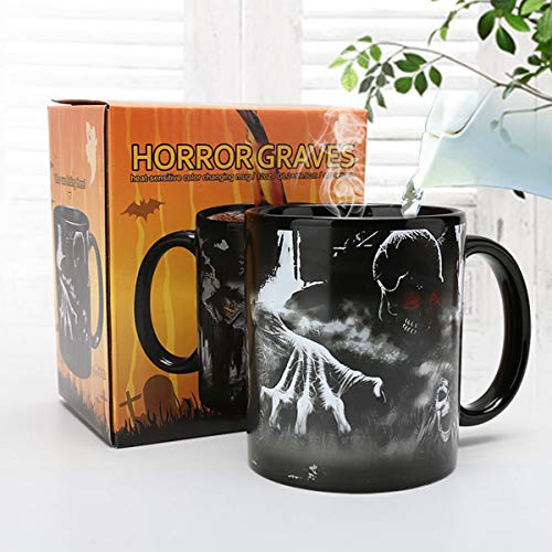 ASEOK Creative Midnight Nightmare Tazza da caffè con Cambio Termico a Colori, Immagine Animata in Ceramica Tazza Magica in Ceramica Nera per caffè, Regalo di Natale per Bambini (Style-A) - 6