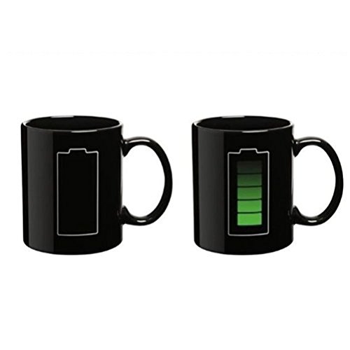 BESTONZON Tazza cambiante di colore Tazza di tè di ceramica sensibile al calore magica della tazza di caffè – regalo perfetto della novità per gli amanti di Wanderlust e gli avventurieri (batteria) - 2