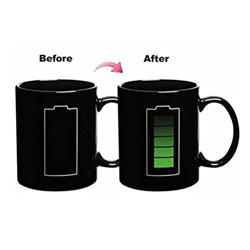 BESTONZON Tazza cambiante di colore Tazza di tè di ceramica sensibile al calore magica della tazza di caffè – regalo perfetto della novità per gli amanti di Wanderlust e gli avventurieri (batteria) - 4