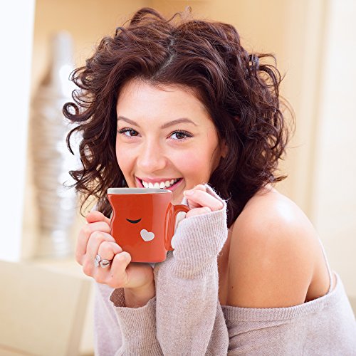 San Valentino – Tazze che baciano che si incastrano perfettamente, appositamente realizzate, ciascuna con cucchiai di ceramica. Confezione regalo per lui e lei – ideale per romantico - 3