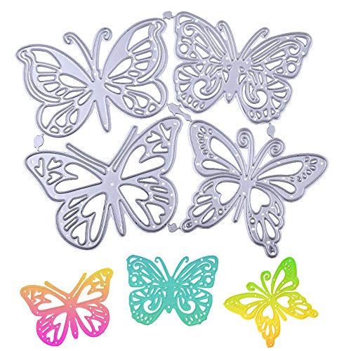 Tomkity Fustelle Stencil in Metallo a Forma di Fiore Foglia di Albero Farfallaper Fai da Te, Scrapbooking Album (Farfalla) - 5