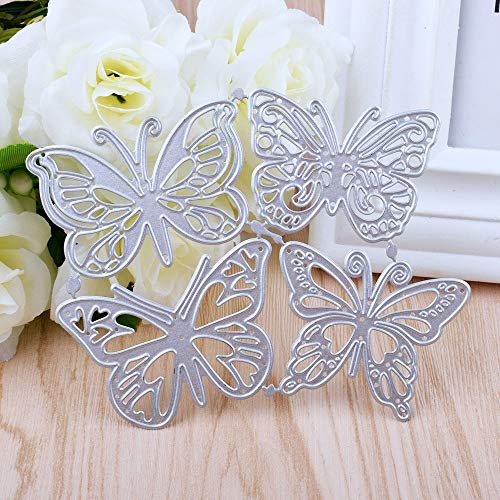 Tomkity Fustelle Stencil in Metallo a Forma di Fiore Foglia di Albero Farfallaper Fai da Te, Scrapbooking Album (Farfalla) - 7
