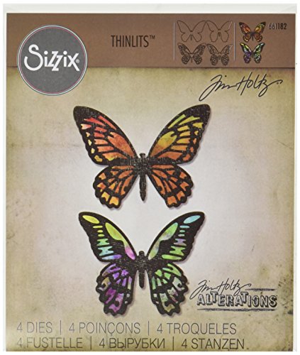 Sizzix 661182 Fustella Thinlits Farfalle Dettagliate di Tim Holtz, Carbon Steel, 19.1×14.3×0.3 cm - 2
