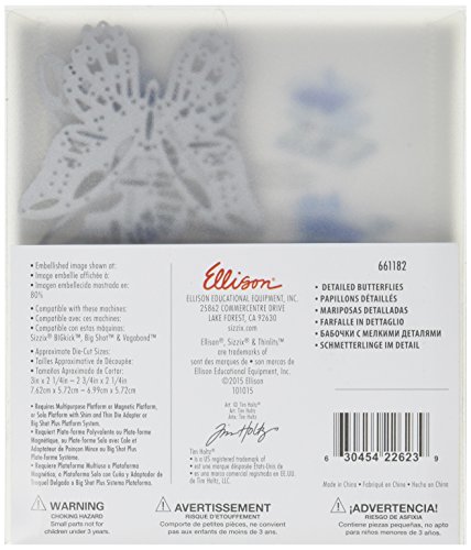 Sizzix 661182 Fustella Thinlits Farfalle Dettagliate di Tim Holtz, Carbon Steel, 19.1×14.3×0.3 cm - 3