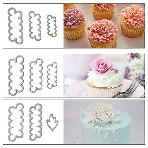 Fyuan Stampaggio Rose garofani peonia 3D Petalo Cake Cutter Fiore Fondente glassa Strumento Decorazione Stampo Fai da Te Accessori da Forno, 9 pz - 2