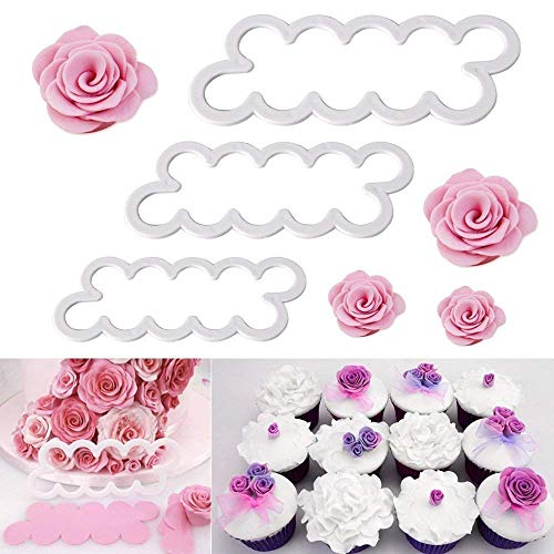 Fyuan Stampaggio Rose garofani peonia 3D Petalo Cake Cutter Fiore Fondente glassa Strumento Decorazione Stampo Fai da Te Accessori da Forno, 9 pz - 3