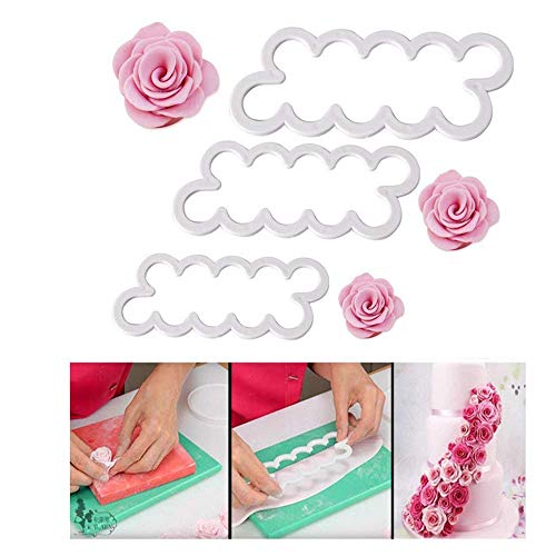 Fyuan Stampaggio Rose garofani peonia 3D Petalo Cake Cutter Fiore Fondente glassa Strumento Decorazione Stampo Fai da Te Accessori da Forno, 9 pz - 6