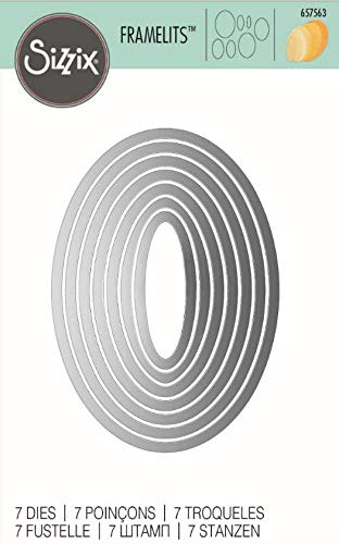 Sizzix Framelits Fustelle Set di 7 Pezzi, Ovali - 3